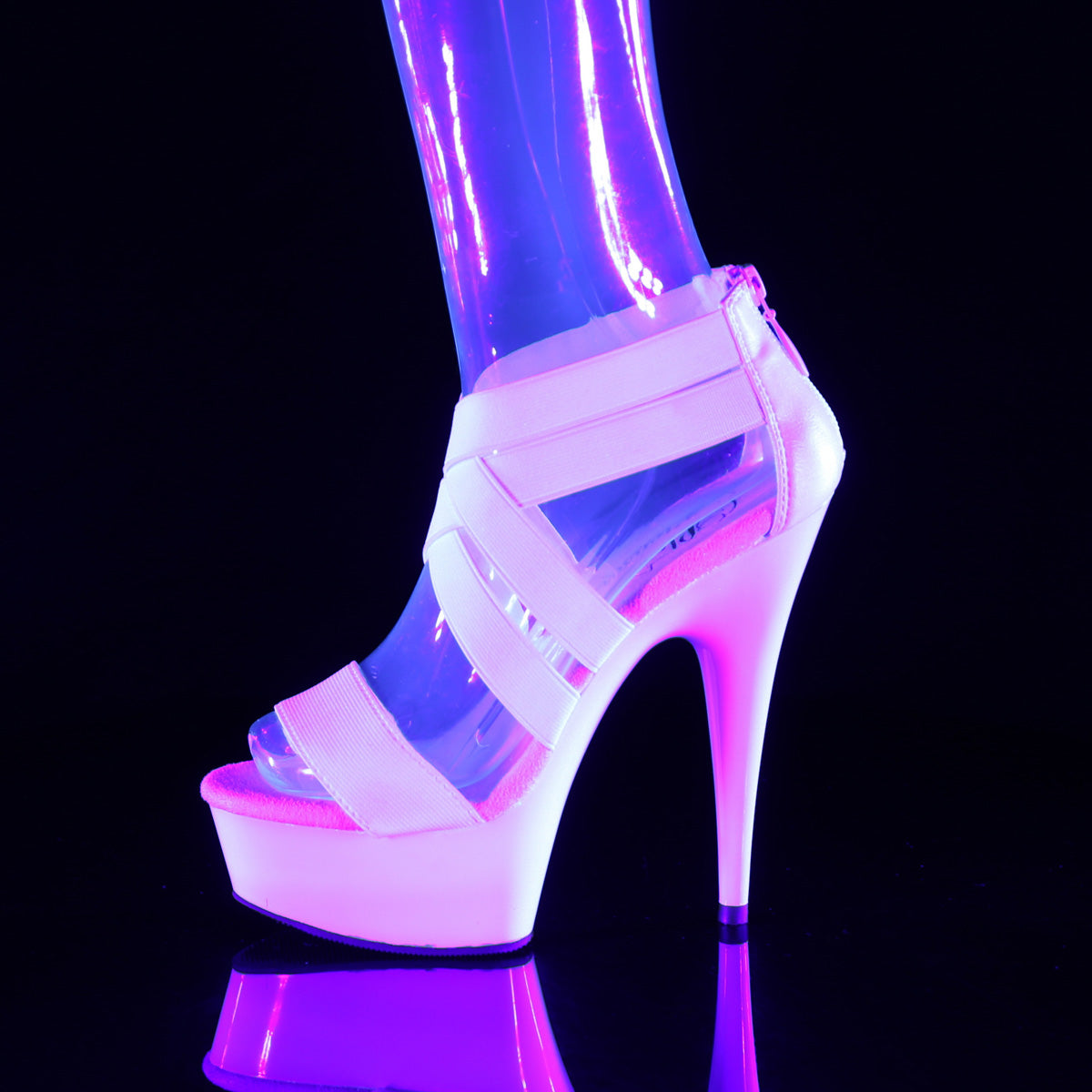 Pleaser Womens Sandals DELIGHT-669 UV Wht Elastic Band-Faux Leather/Wht