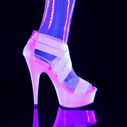Pleaser Sandali femminili DELIGHT-669 UV WHT Elastic-Band-Falx in pelle/WHT
