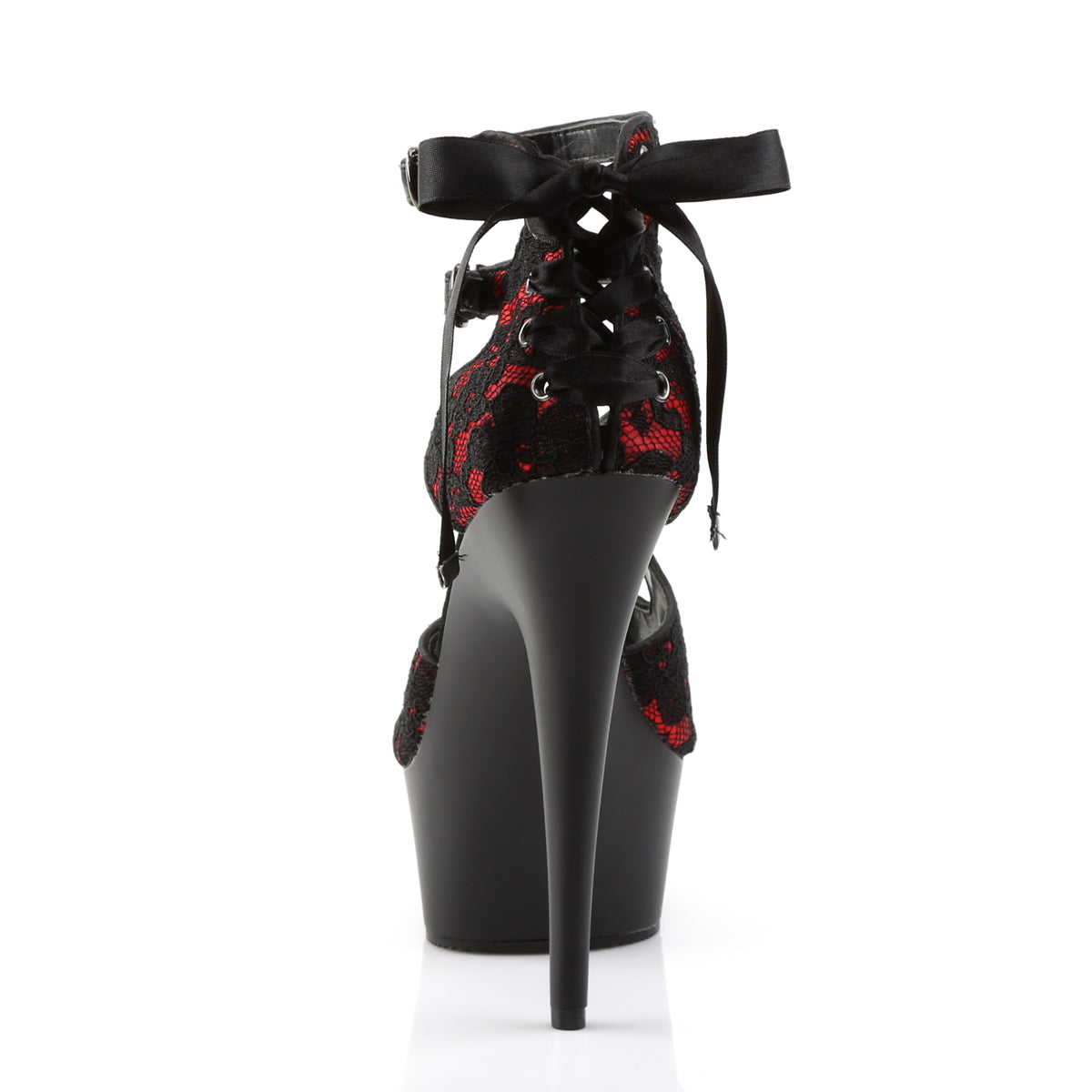 Pleaser Sandali da donna DELIGHT-678LC Red Satin-Lace / Blk Matte