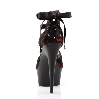 Pleaser Sandali da donna DELIGHT-678LC Red Satin-Lace / Blk Matte