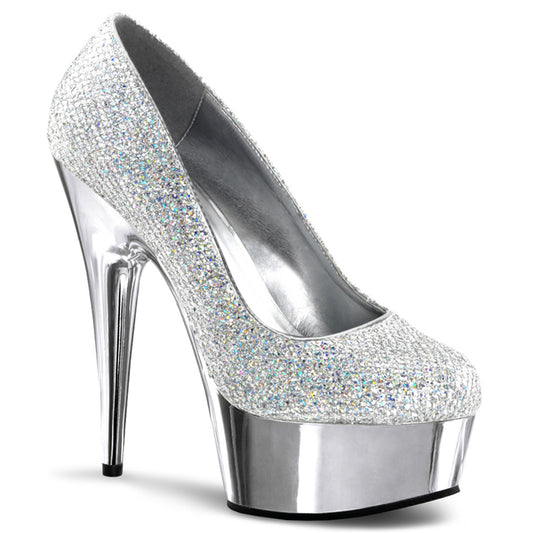 Pleaser Sandali da donna DELIGHT-685G SLV Multi GLTR / SLV Chrome