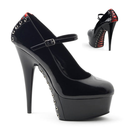 Pleaser Sandali da donna DELIGHT-687FH BLK-RED PAT / BLK