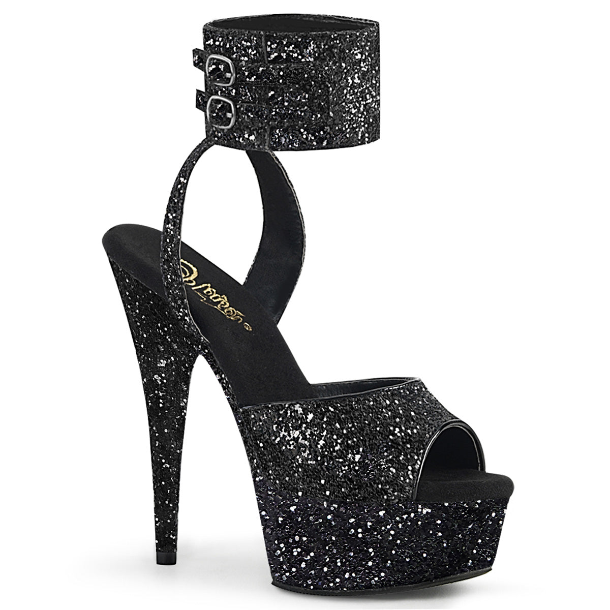 Pleaser Sandali da donna DELIGHT-691lg Blk Glitter / Blk Glitter