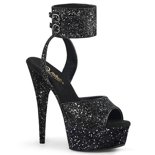 Pleaser Sandali da donna DELIGHT-691lg Blk Glitter / Blk Glitter