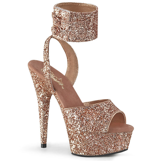 Pleaser Sandali da donna DELIGHT-691Lg glitter oro rosa / scintillio oro rosa