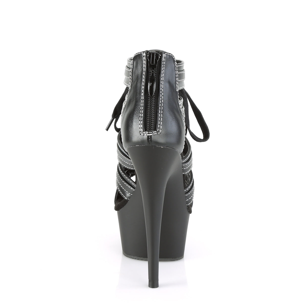 Pleaser Womens Sandals DELIGHT-693 Blk Faux Le/Blk Matte