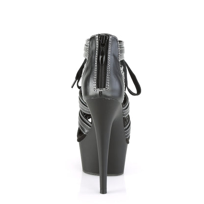 Pleaser Womens Sandals DELIGHT-693 Blk Faux Le/Blk Matte
