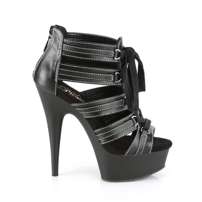 Pleaser Womens Sandals DELIGHT-693 Blk Faux Le/Blk Matte