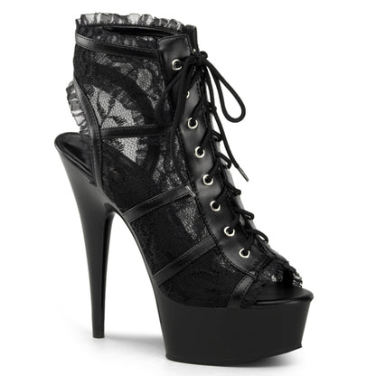 Pleaser Stivaletti da donna DELIGHT-696LC BLK Mesh-Lace / Blk