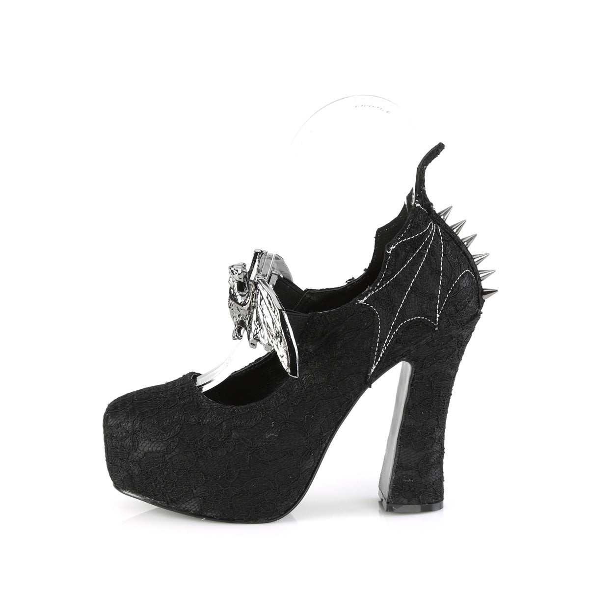 DemoniaCult Pompe da donna DEMON-18 pizzo di raso nero blk