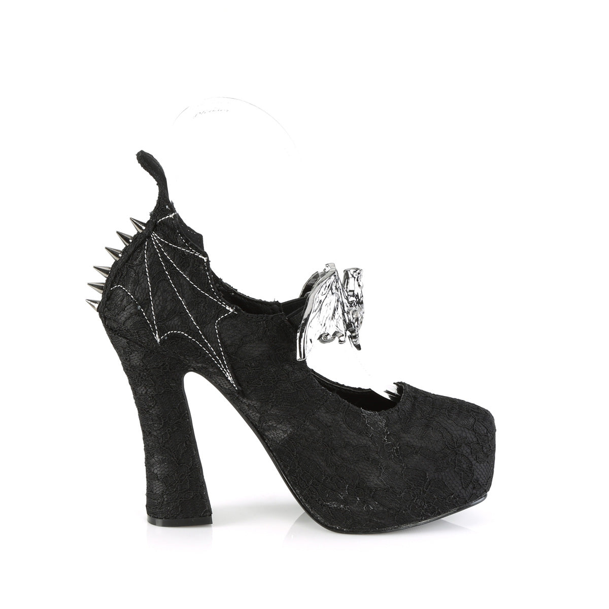 DemoniaCult Pompe da donna DEMON-18 pizzo di raso nero blk