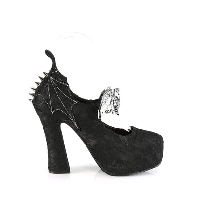 DemoniaCult Pompe da donna DEMON-18 pizzo di raso nero blk