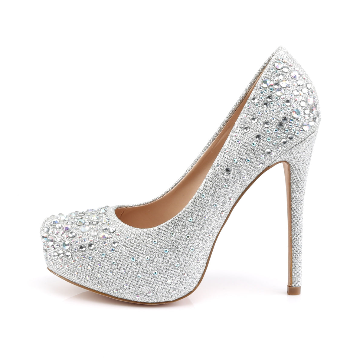 Fabulicious Pompe da donna DESTINY-06R Tessuto a rete scintillio SLV