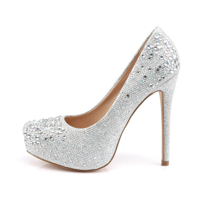 Fabulicious Pompe da donna DESTINY-06R Tessuto a rete scintillio SLV