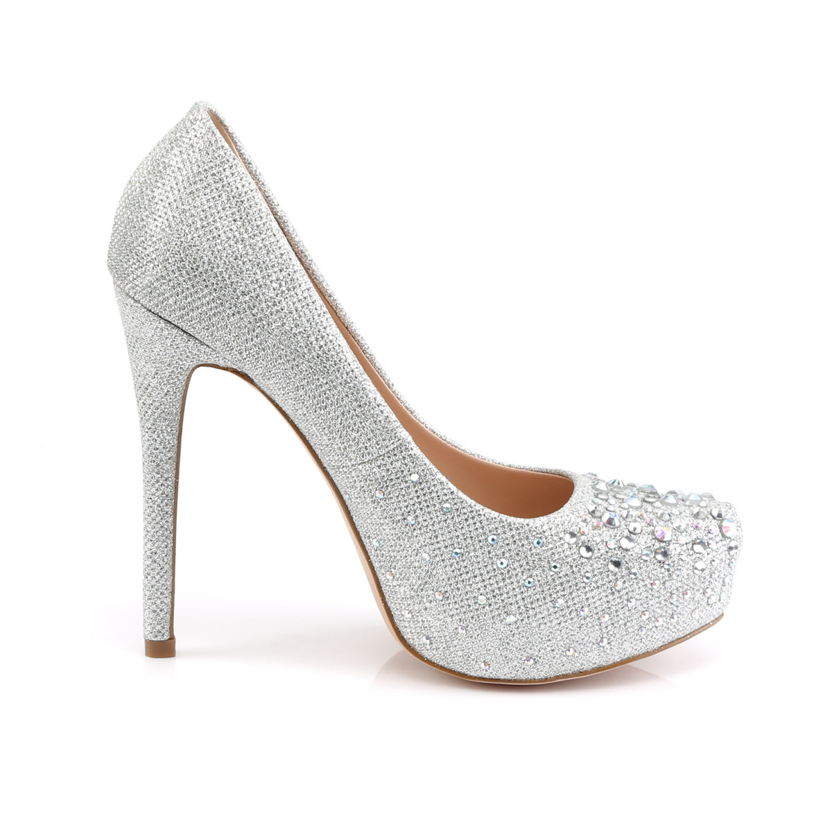 Fabulicious Pompe da donna DESTINY-06R Tessuto a rete scintillio SLV