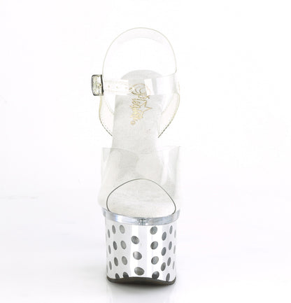 Pleaser Sandali da donna DISCOLITE-708DOTS CLR / SLV Chrome