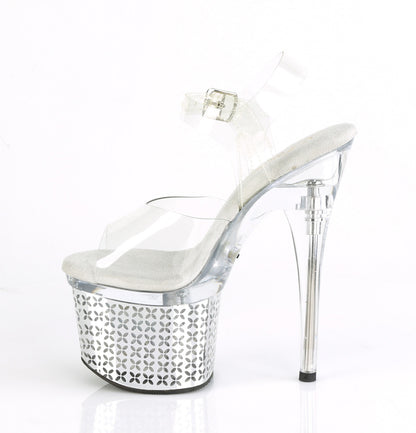 Pleaser Sandali da donna DISCOLITE-708FLP CLR / SLV Chrome