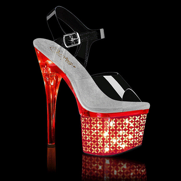 Pleaser Sandali da donna DISCOLITE-708FLP CLR / SLV Chrome