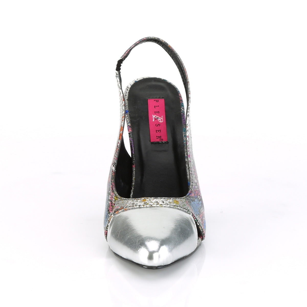 Pleaser Pink Label Pompe da donna DREAM-405 Multi-Color Snake Print-SLV Metallic PU