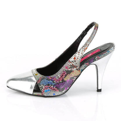 Pleaser Pink Label Pompe da donna DREAM-405 Multi-Color Snake Print-SLV Metallic PU
