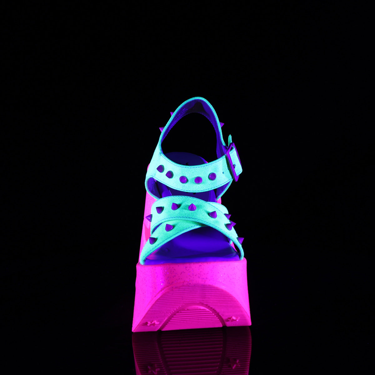 DemoniaCult Womens Sandals DYNAMITE-02 Neon Yellow Glitter/Pink