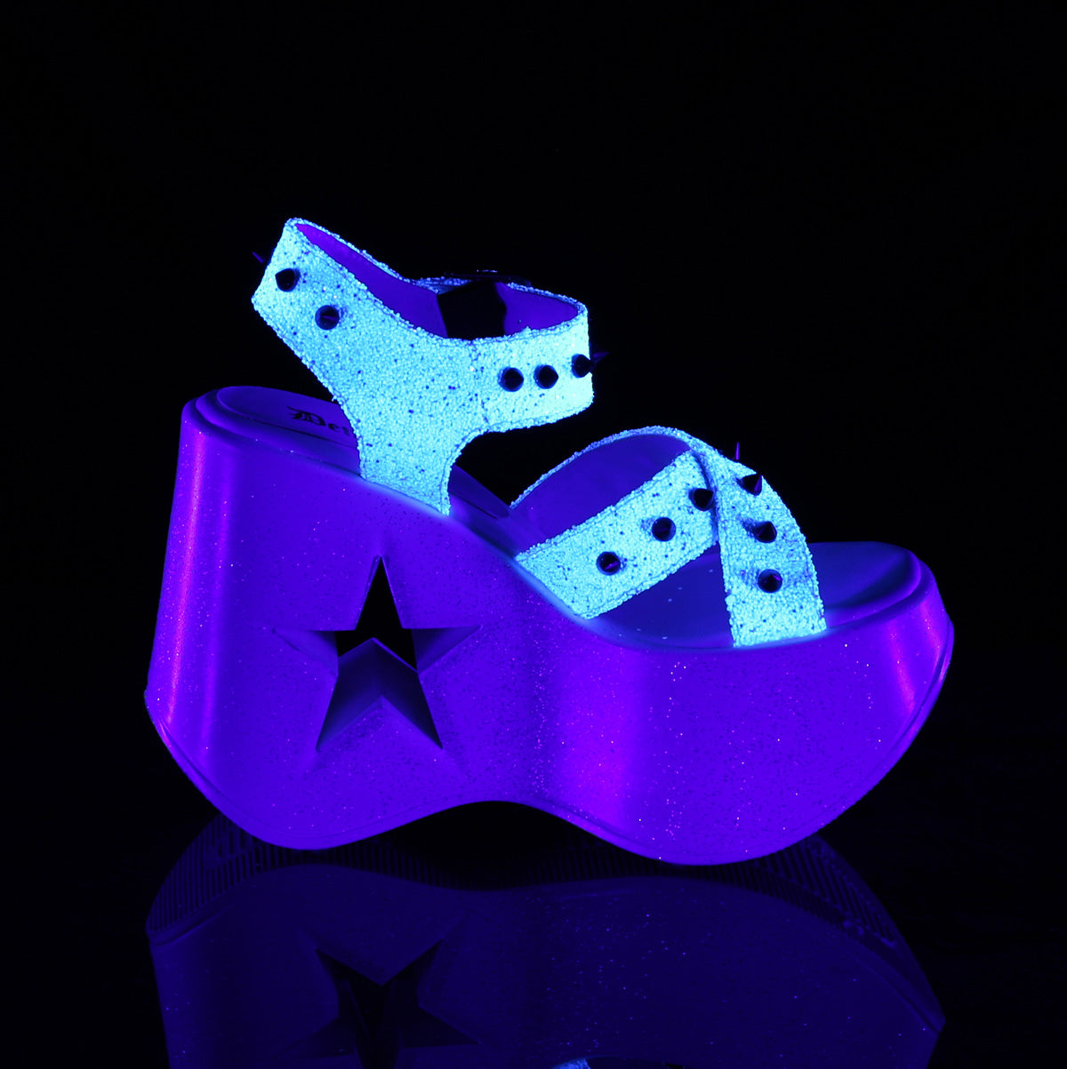 DemoniaCult Sandali femminili DYNAMITE-02 wht multi glitter