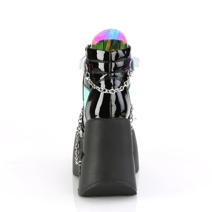 DemoniaCult Womens Ankle Boots DYNAMITE-101 Blk Pat-Magic Mirror TPU