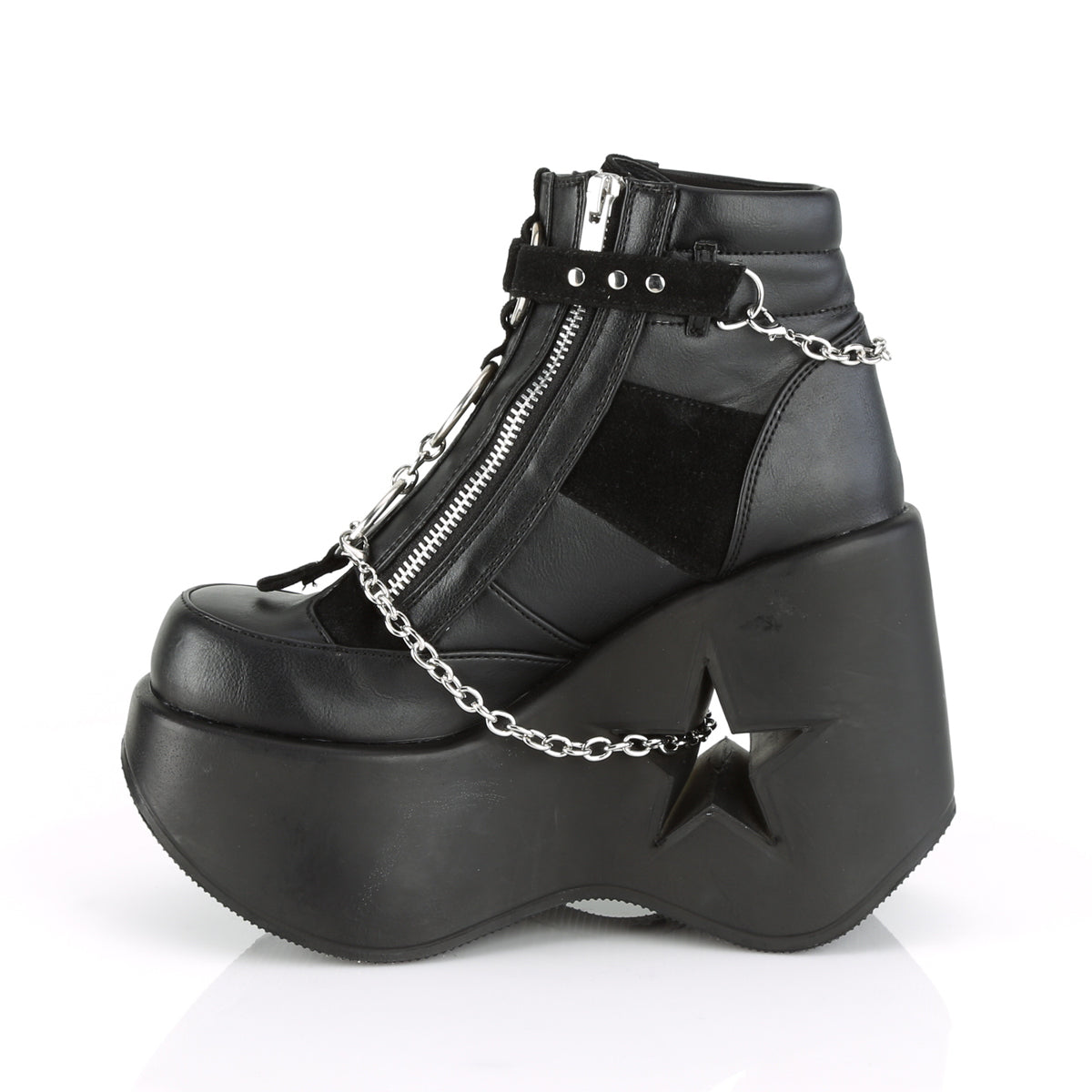 DemoniaCult Womens Ankle Boots DYNAMITE-101 Blk Vegan Leather-Vegan Suede
