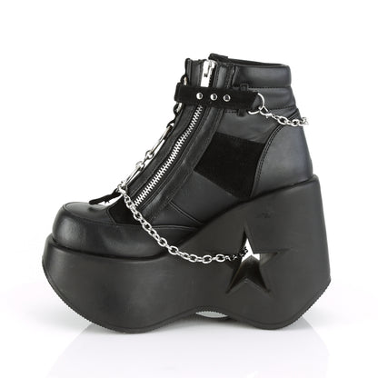 DemoniaCult Womens Ankle Boots DYNAMITE-101 Blk Vegan Leather-Vegan Suede