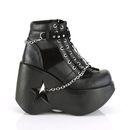DemoniaCult Womens Ankle Boots DYNAMITE-101 Blk Vegan Leather-Vegan Suede