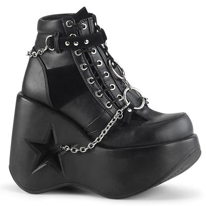 DemoniaCult Womens Ankle Boots DYNAMITE-101 Blk Vegan Leather-Vegan Suede