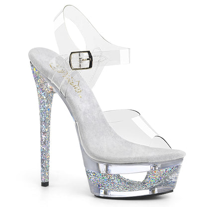 Pleaser Sandali da donna ECLIPSE-608GT CLR / SLVI multi glitter-CLR