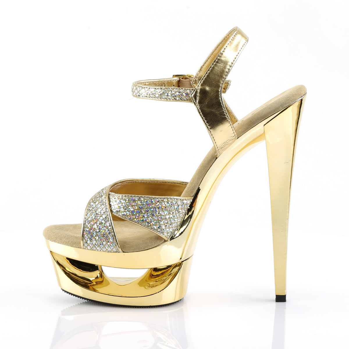 Pleaser Sandali da donna ECLIPSE-619G GOLD MULTI GLTR / GOLD Chrome