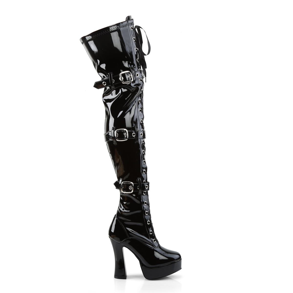 Pleaser Womens Boots ELECTRA-3028 Blk Str Pat