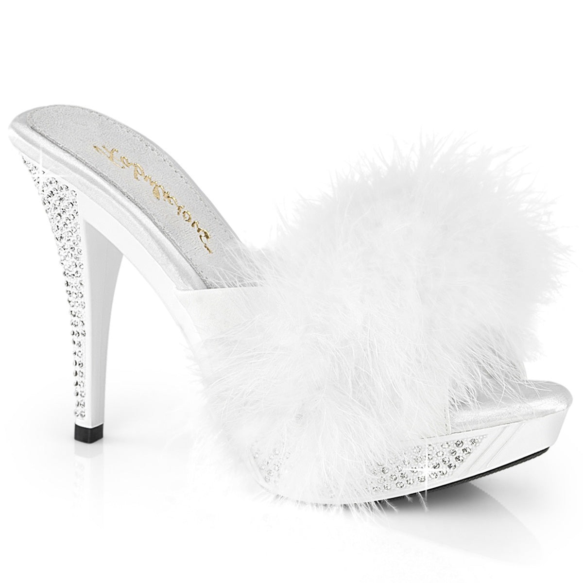 Fabulicious   ELEGANT-401f WHT MARABOU-FASH PELLE/WHT