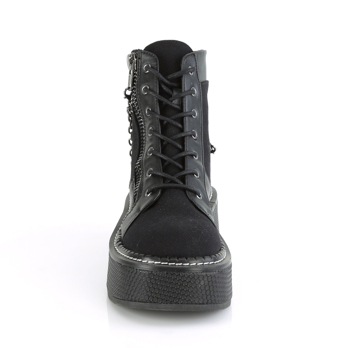 DemoniaCult Stivali alla caviglia femminile EMILY-114 pelle tela blk