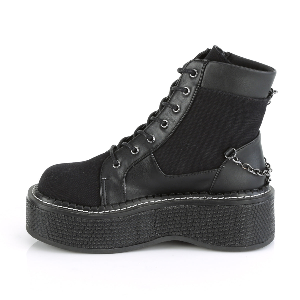 DemoniaCult Stivali alla caviglia femminile EMILY-114 pelle tela blk