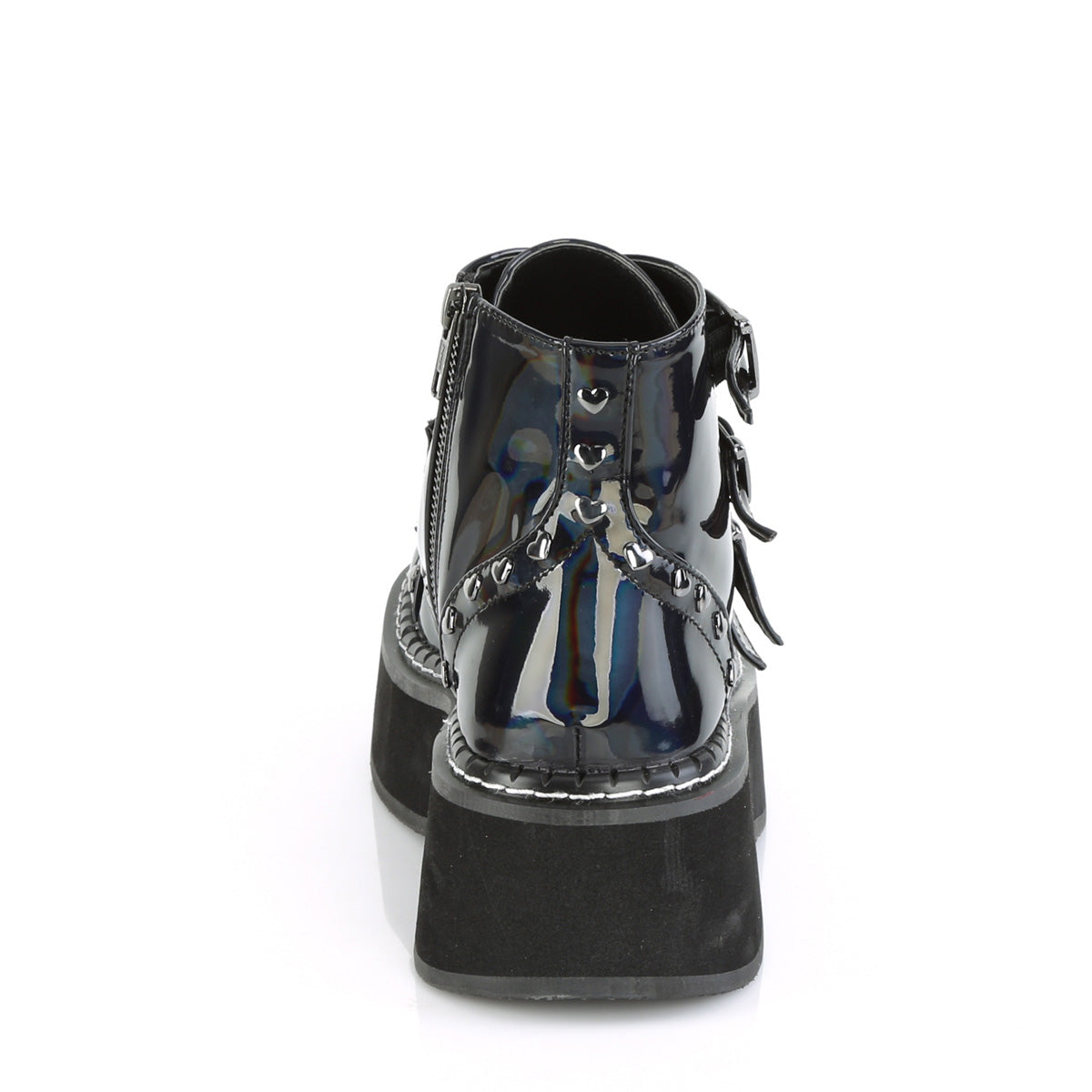 DemoniaCult Womens Ankle Boots EMILY-315 Blk Hologram Vegan Leather