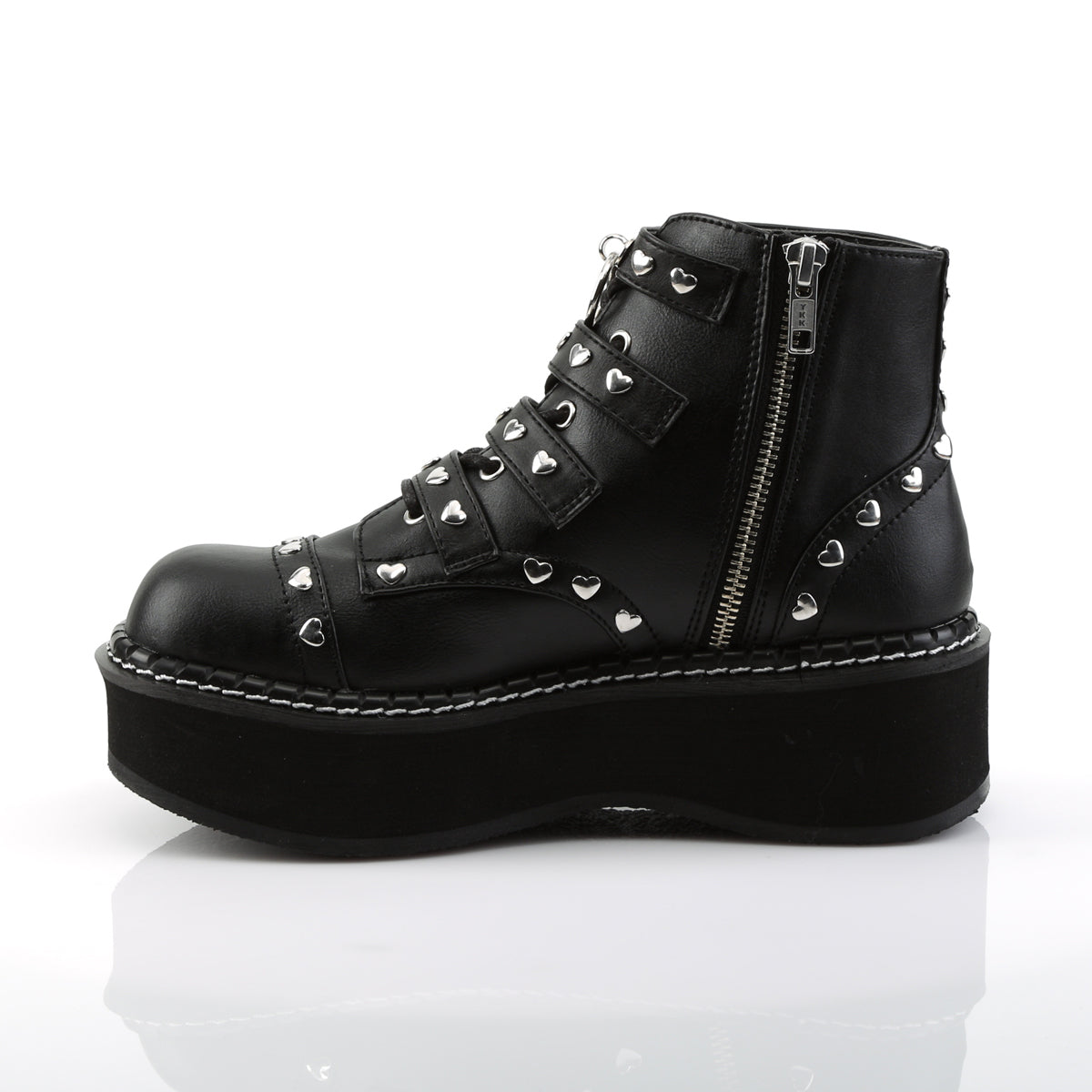 DemoniaCult Womens Ankle Boots EMILY-315 Blk Vegan Leather
