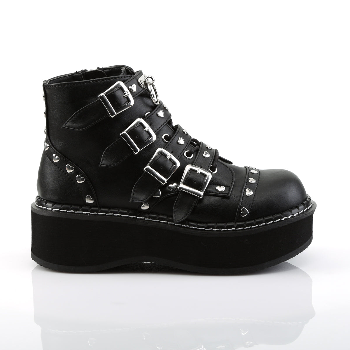 DemoniaCult Stivali alla caviglia femminile EMILY-315 pelle vegana BLK