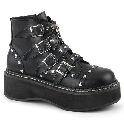 DemoniaCult Womens Ankle Boots EMILY-315 Blk Vegan Leather