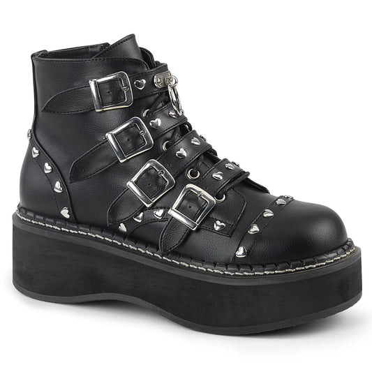 DemoniaCult Womens Ankle Boots EMILY-315 Blk Vegan Leather