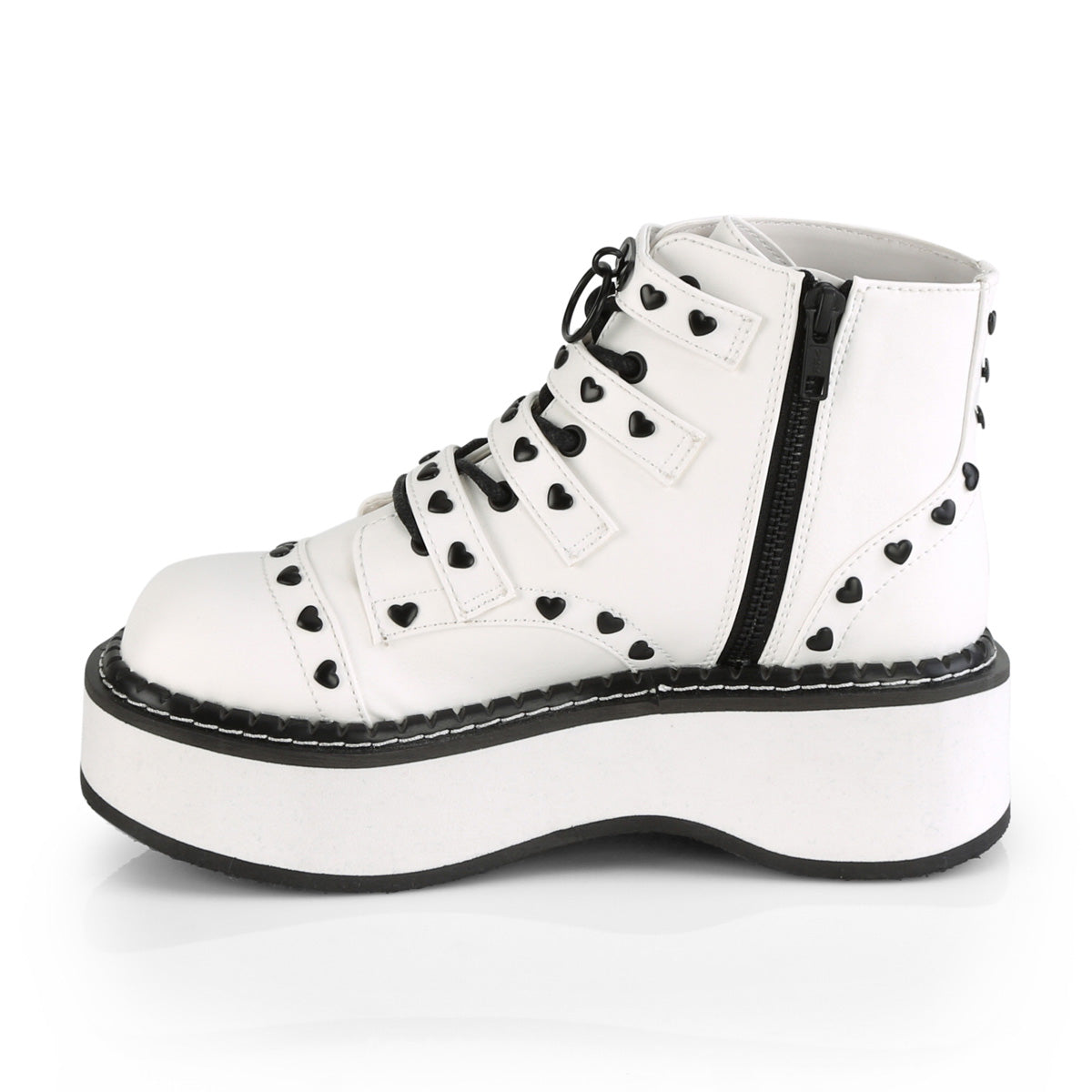 DemoniaCult Womens Ankle Boots EMILY-315 White Vegan Leather