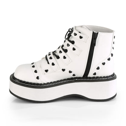 DemoniaCult Womens Ankle Boots EMILY-315 White Vegan Leather