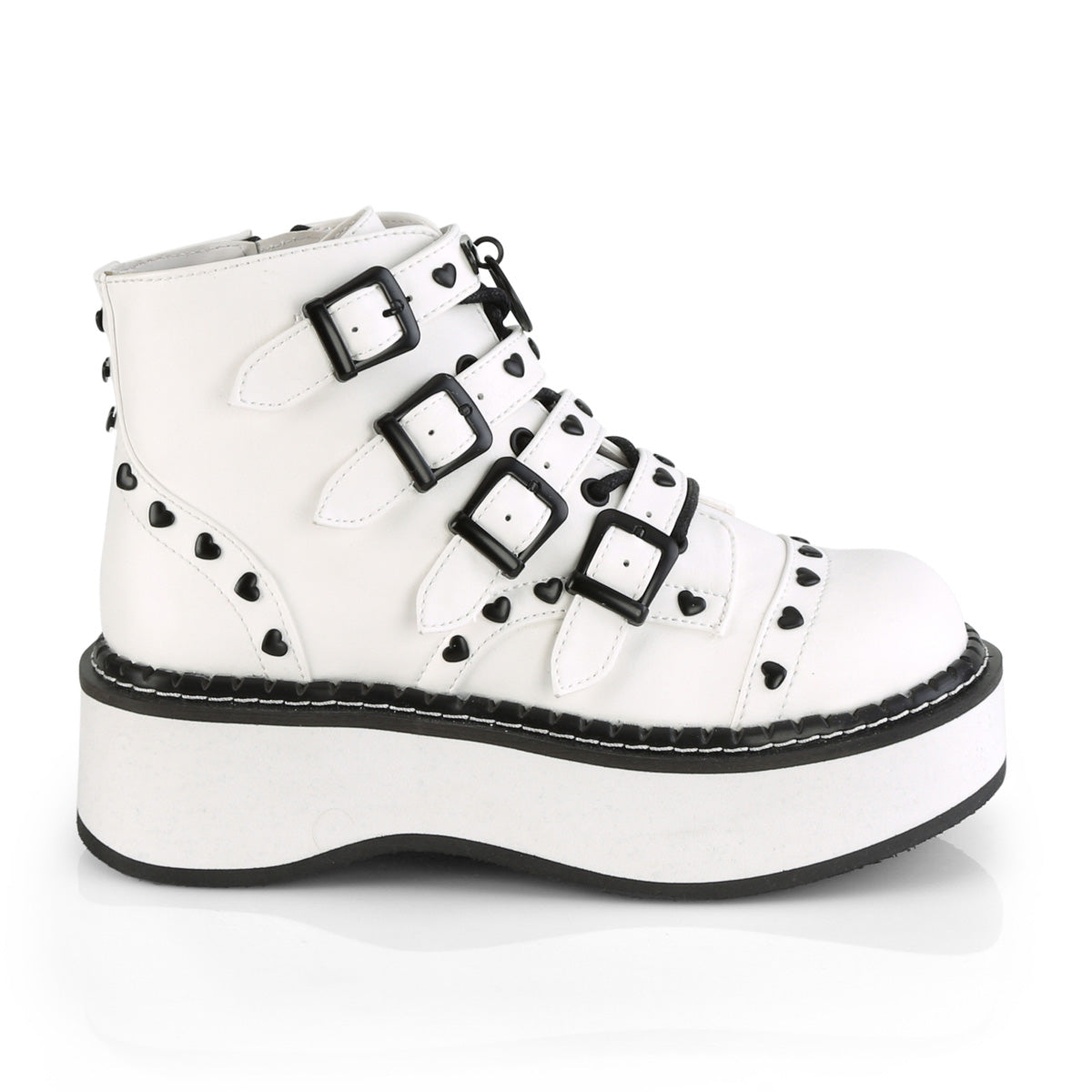 DemoniaCult Womens Ankle Boots EMILY-315 White Vegan Leather