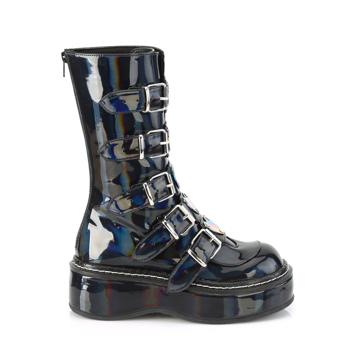DemoniaCult Stivali da donna EMILY-330 ologramma BLK