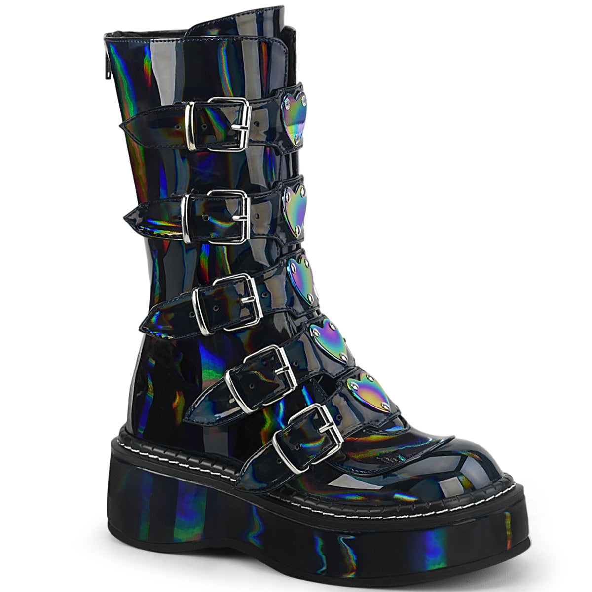 DemoniaCult Stivali da donna EMILY-330 ologramma BLK