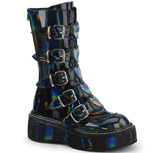 DemoniaCult Stivali da donna EMILY-330 ologramma BLK