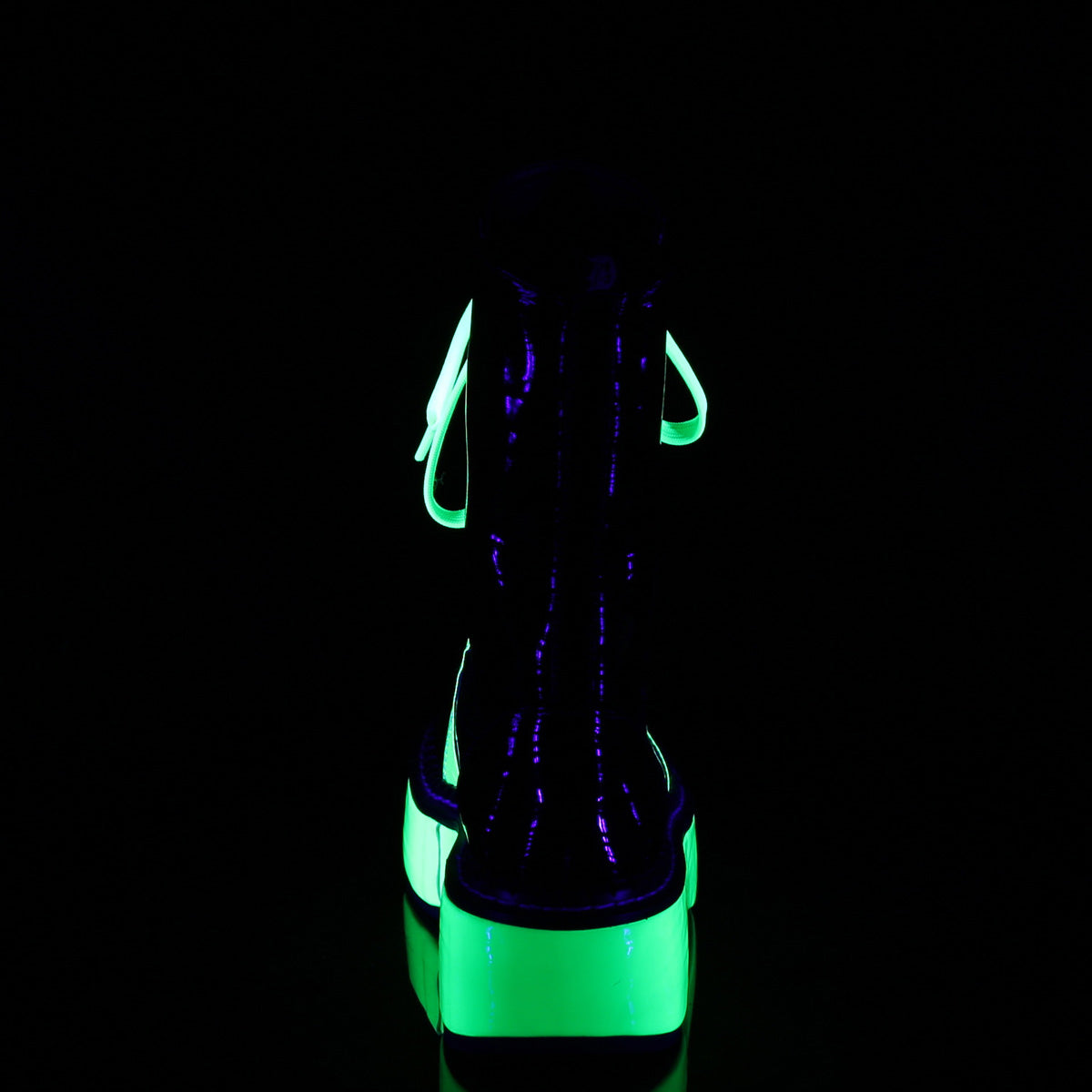 DemoniaCult Stivali da donna EMILY-350 blk pat-uv neon verde