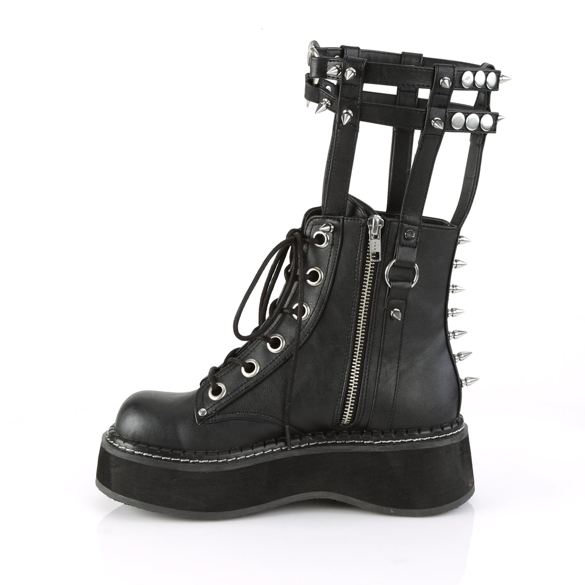 DemoniaCult Stivali da donna EMILY-357 pelle vegana BLK
